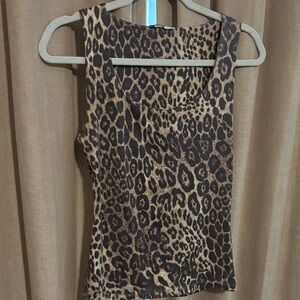 Zara Brown Leopard Print Tank Top